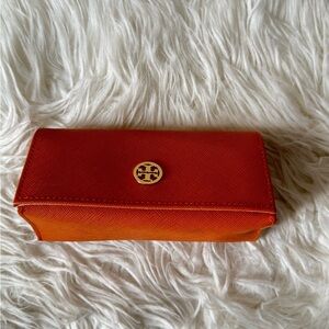 Tory Burch Orange Gradient Saffiano Leather sunglass case